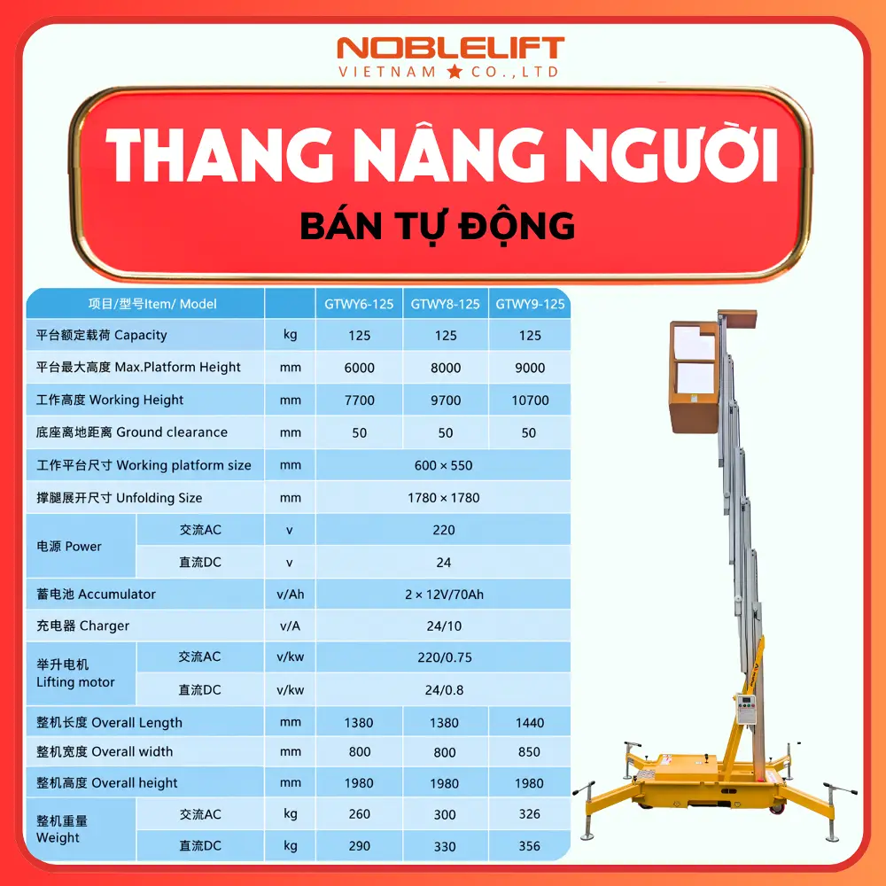 Thang Nâng Người Bán Tự Động 6 – 9M GTWY-125 MAIHUI