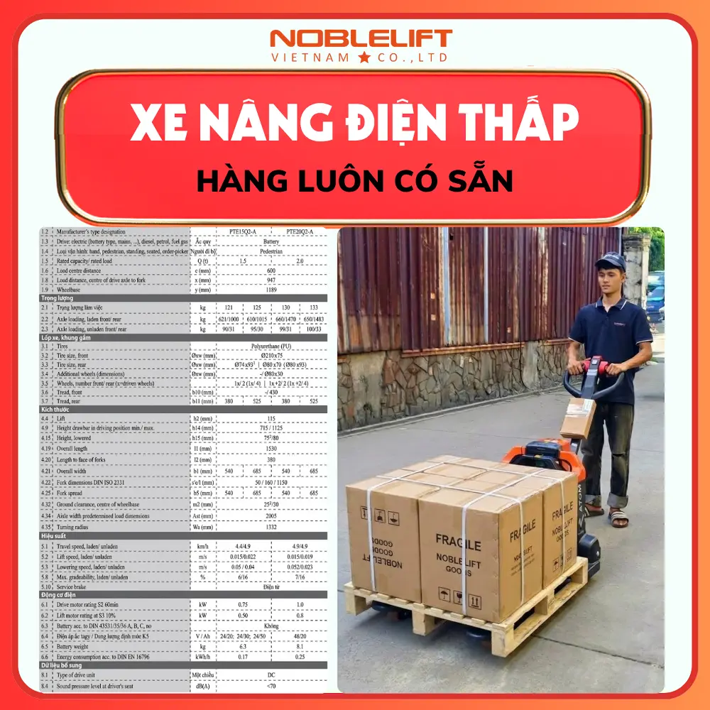 Xe Nâng Điện Thấp 1.5 Tấn PTE15Q2-A Noblelift