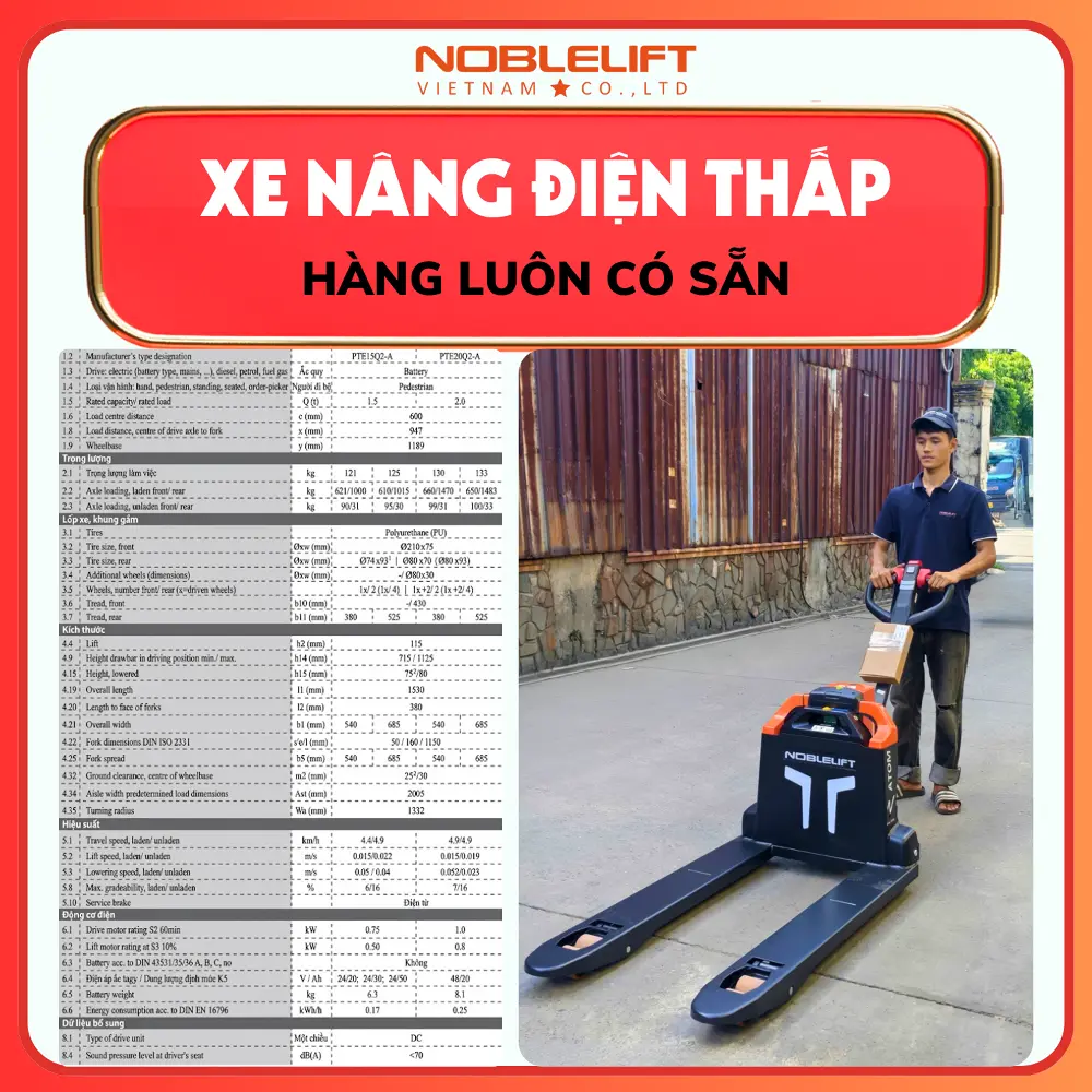 Xe Nâng Điện Thấp 2.0 Tấn PTE20Q2-A Noblelift