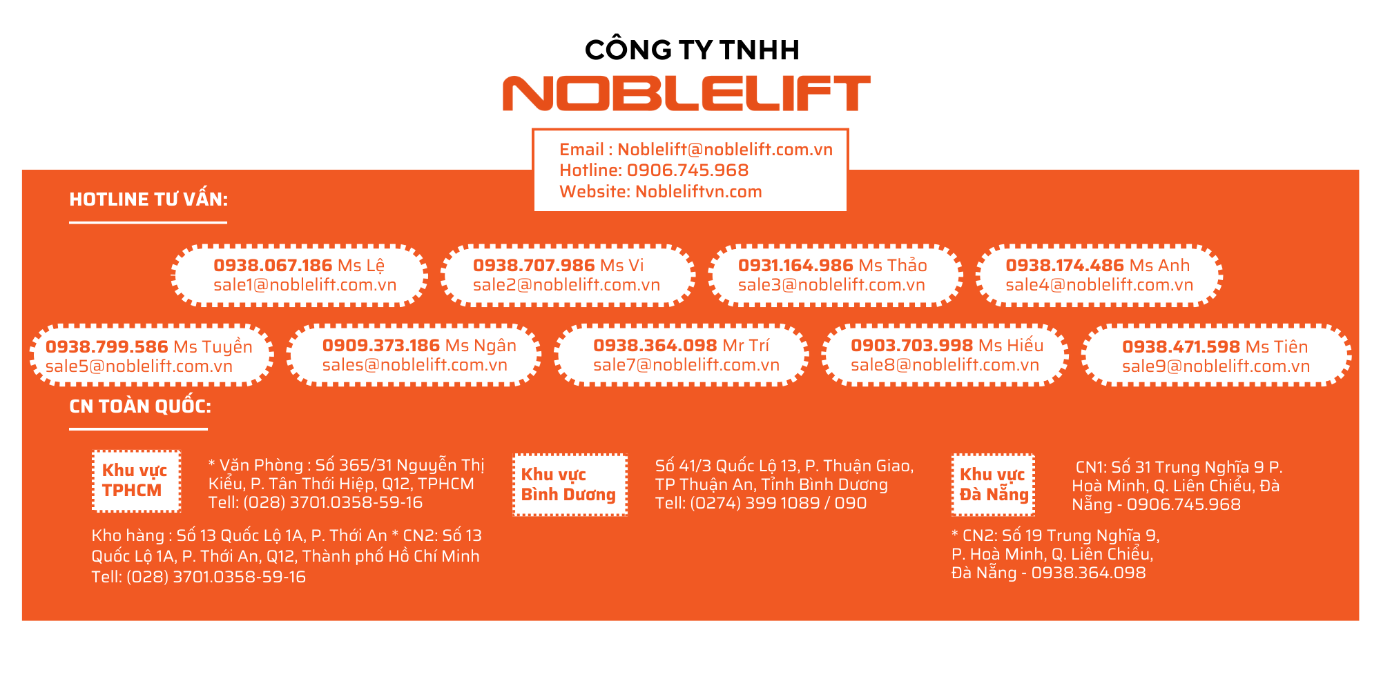 contact liên hệ Công ty Noblelift Việt Nam
