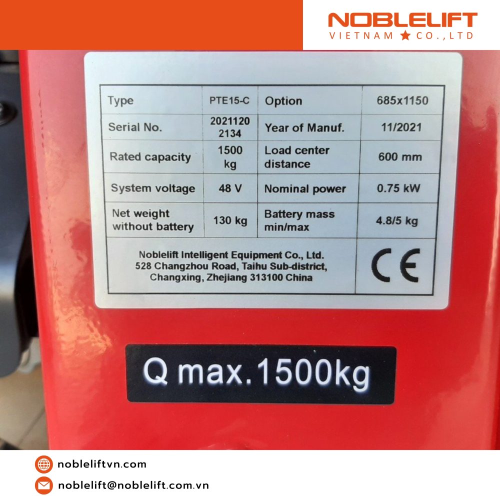 Xe nâng tay điện Noblelift PTE15C 1.5 tấn