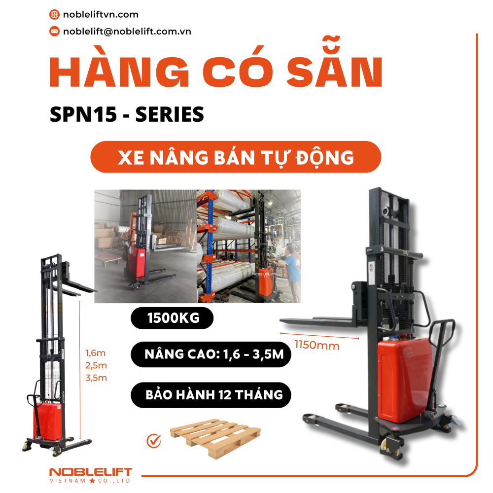 Xe nâng bán tự động 1,5 tấn Noblelift