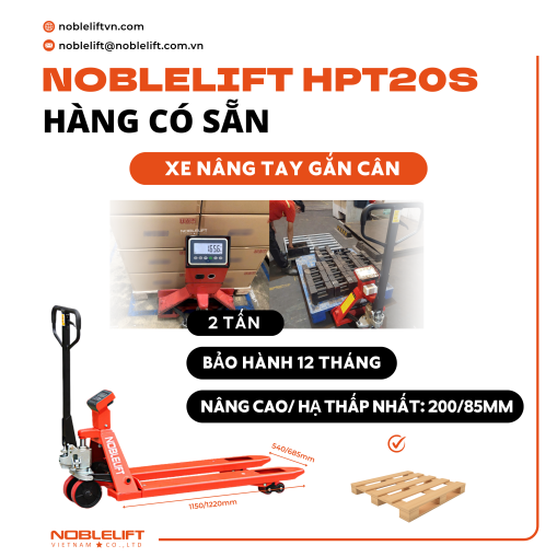 Xe nâng tay gắn cân 2 tấn Noblelift