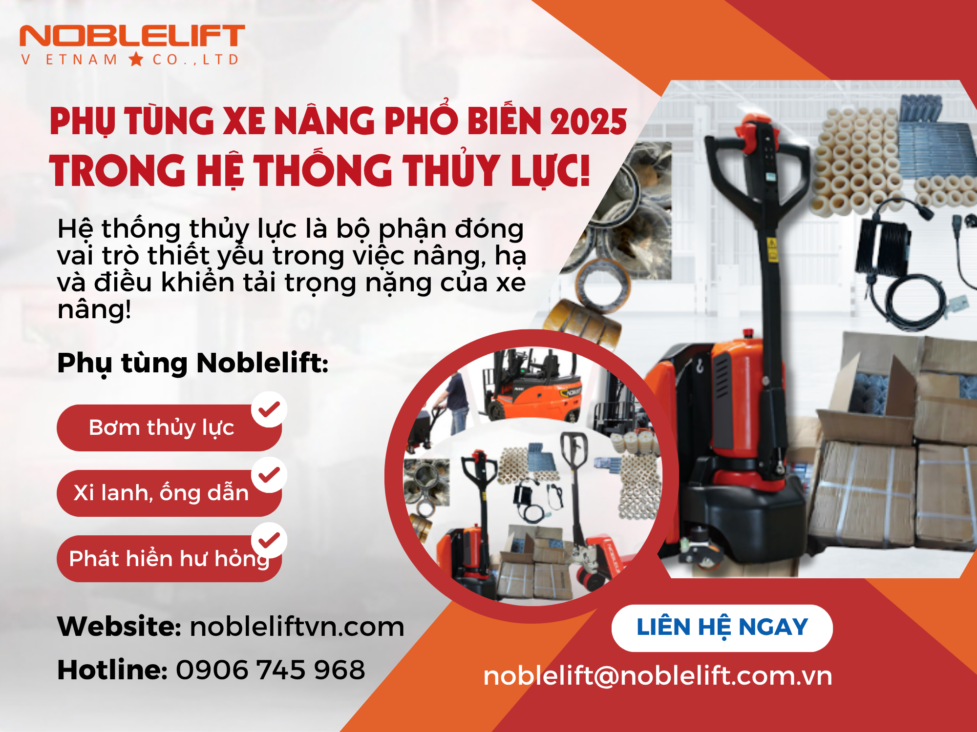 Phụ tùng xe nâng phổ biến nhất 2025 trong hệ thống thủy lực