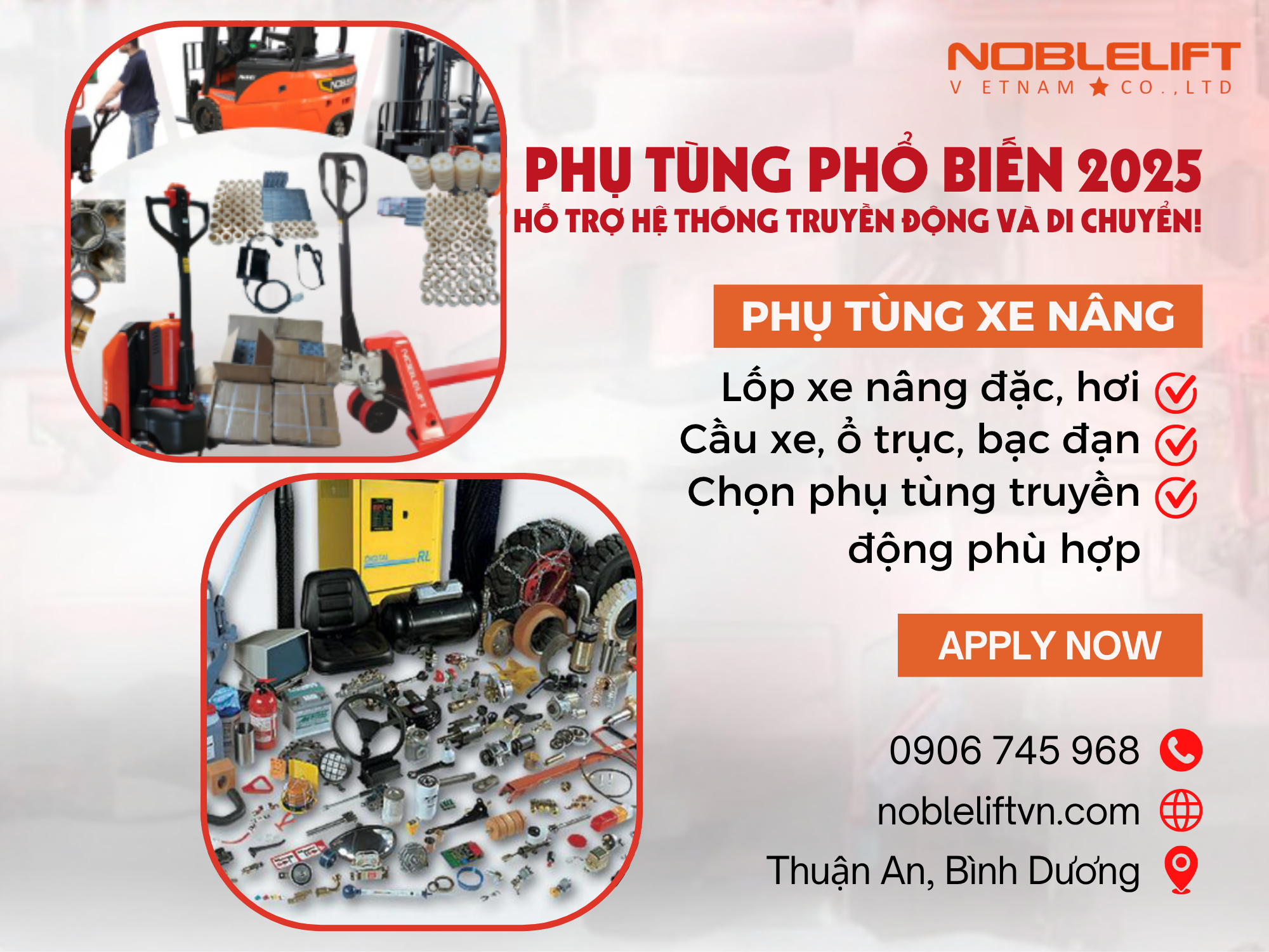 Phụ tùng xe nâng phổ biến nhất 2025 hỗ trợ hệ thống truyền động và di chuyển