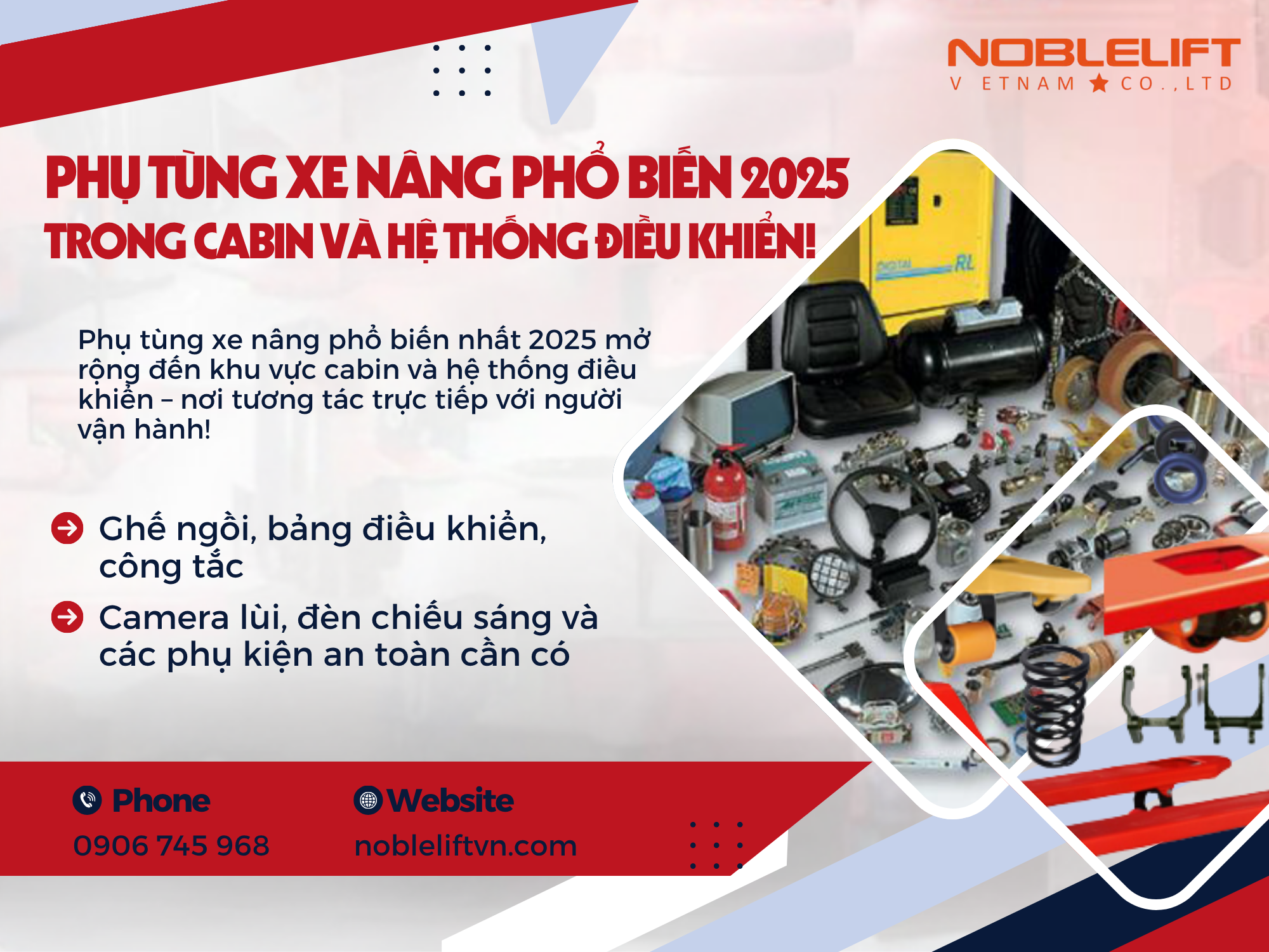 Phụ tùng xe nâng phổ biến nhất 2025 trong cabin và hệ thống điều khiển