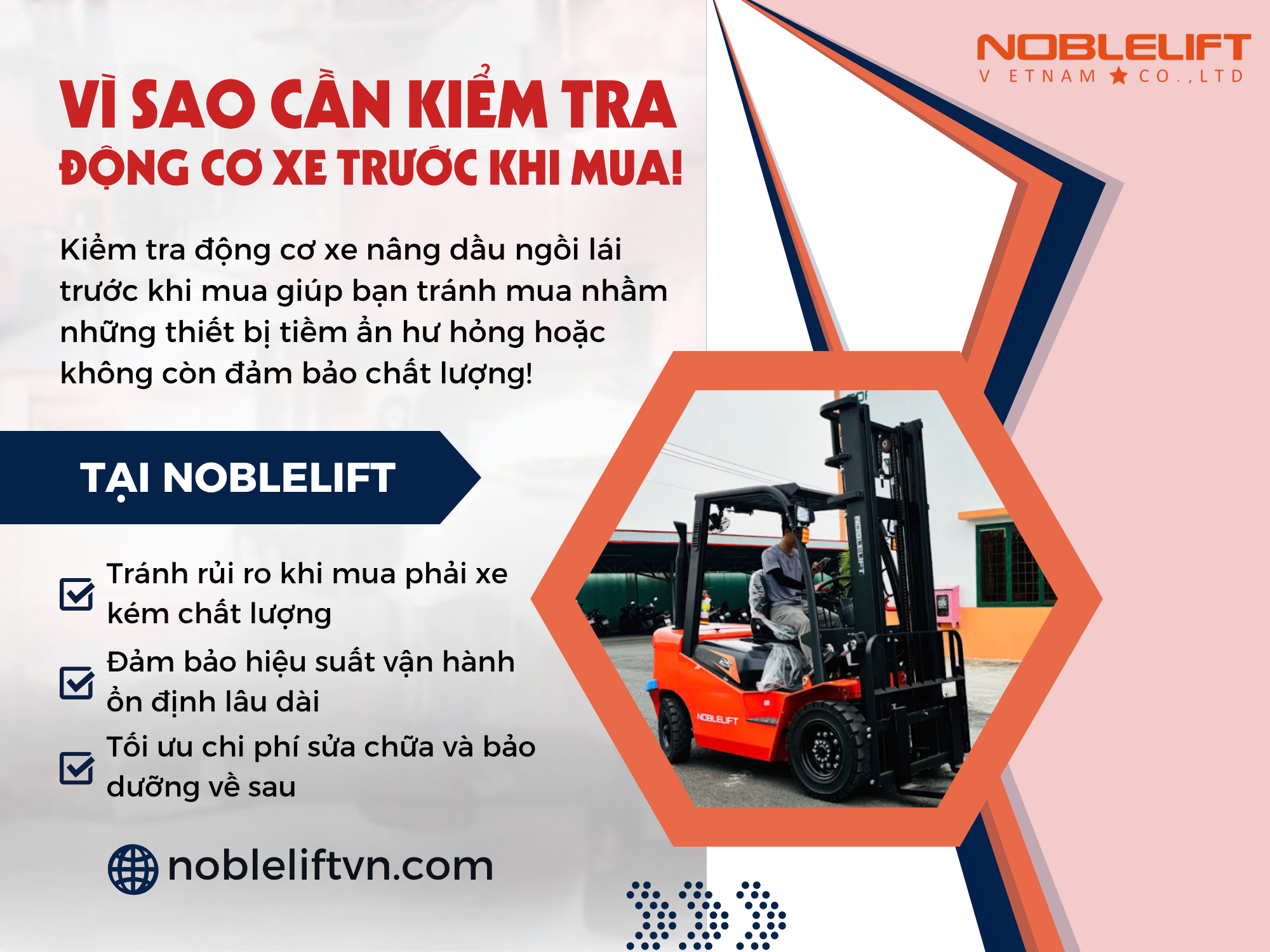 Vì sao cần kiểm tra động cơ xe nâng dầu ngồi lái trước khi mua?