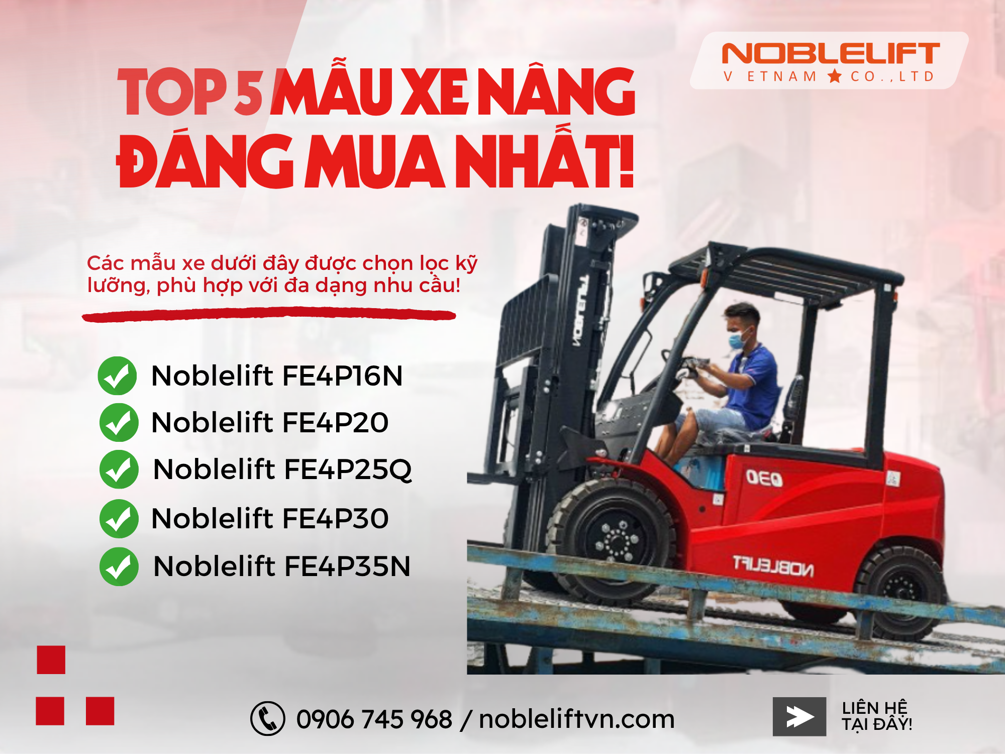 Top 5 Mẫu Xe Nâng Ngồi Lái Đáng Mua Nhất Từ Noblelift