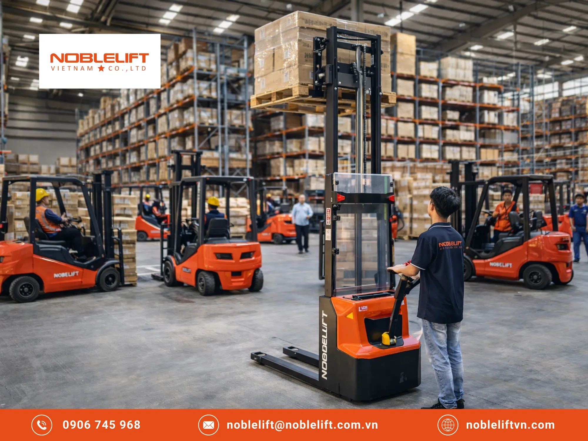 Cắt giảm sức lao động hiệu quả bằng xe nâng điện đứng lái đi bộ lái giá rẻ