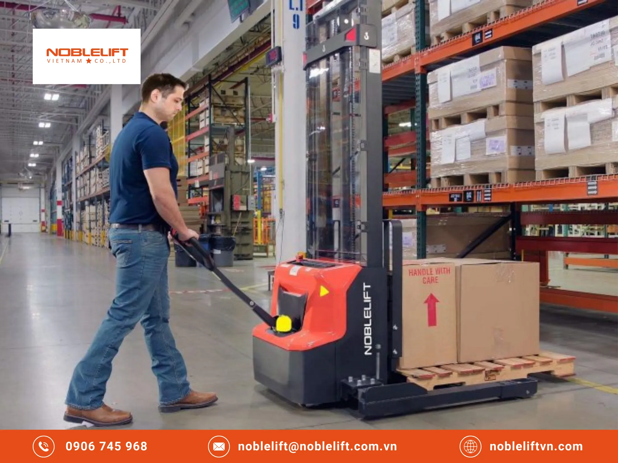Review Hiệu Suất Xe Nâng Noblelift Khi Làm Việc Ở Cường Độ Cao Trong Kho Hẹp