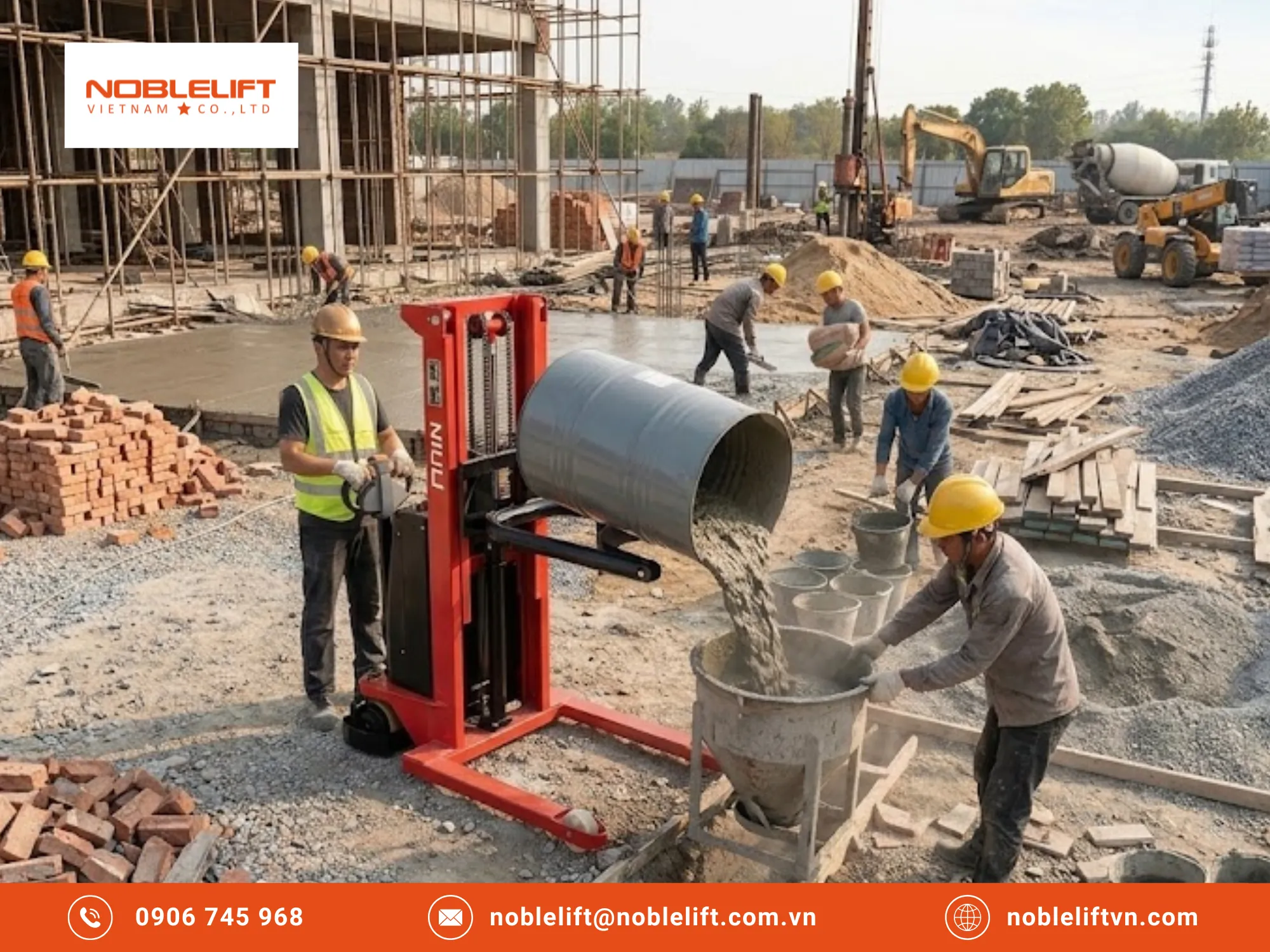 Đảm bảo an toàn tuyệt đối khi dùng xe nâng đẩy phuy và chiết rót hóa chất công nghiệp