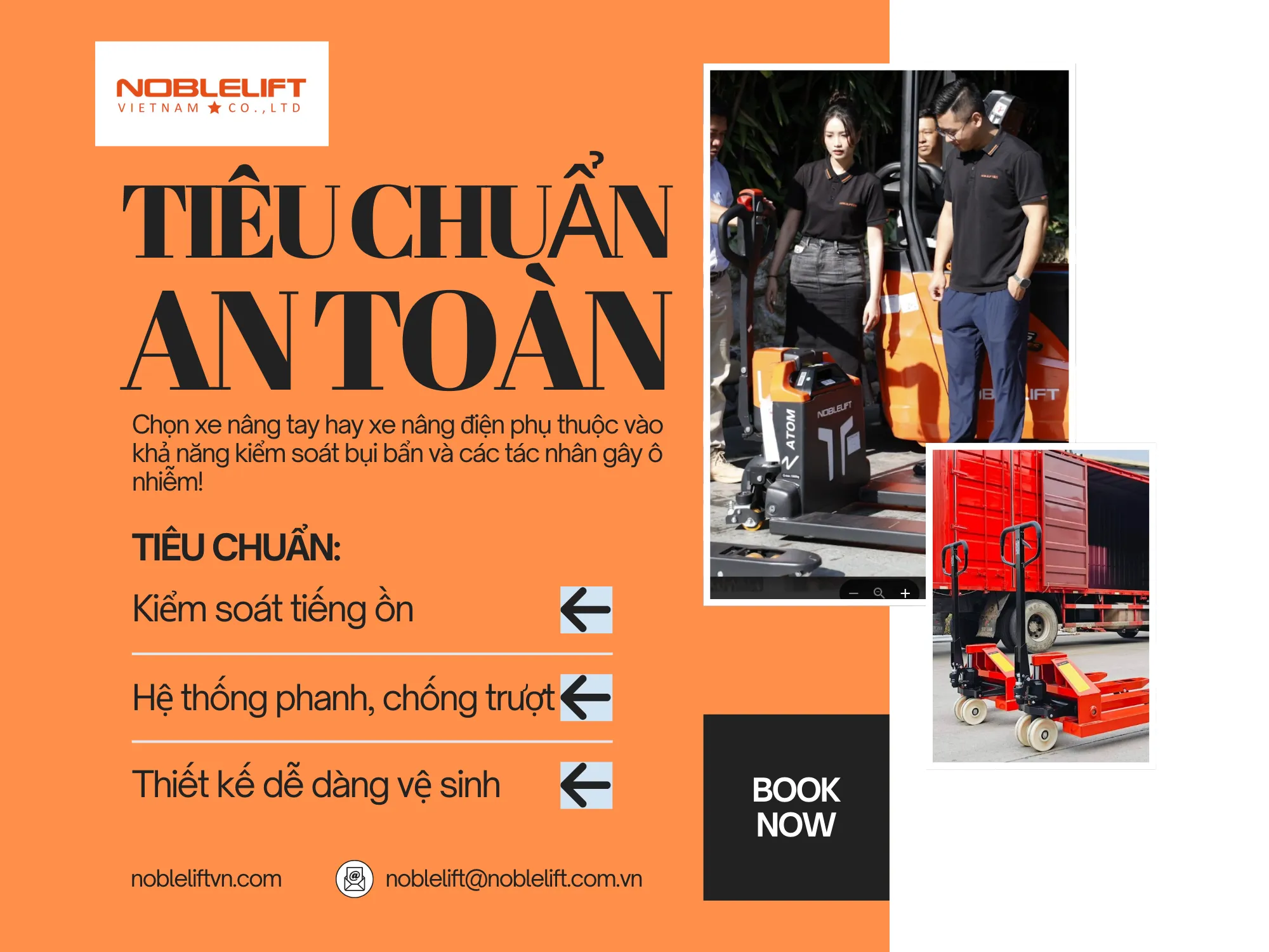 Tiêu chuẩn an toàn và sạch sẽ khi chọn xe nâng tay hay xe nâng điện