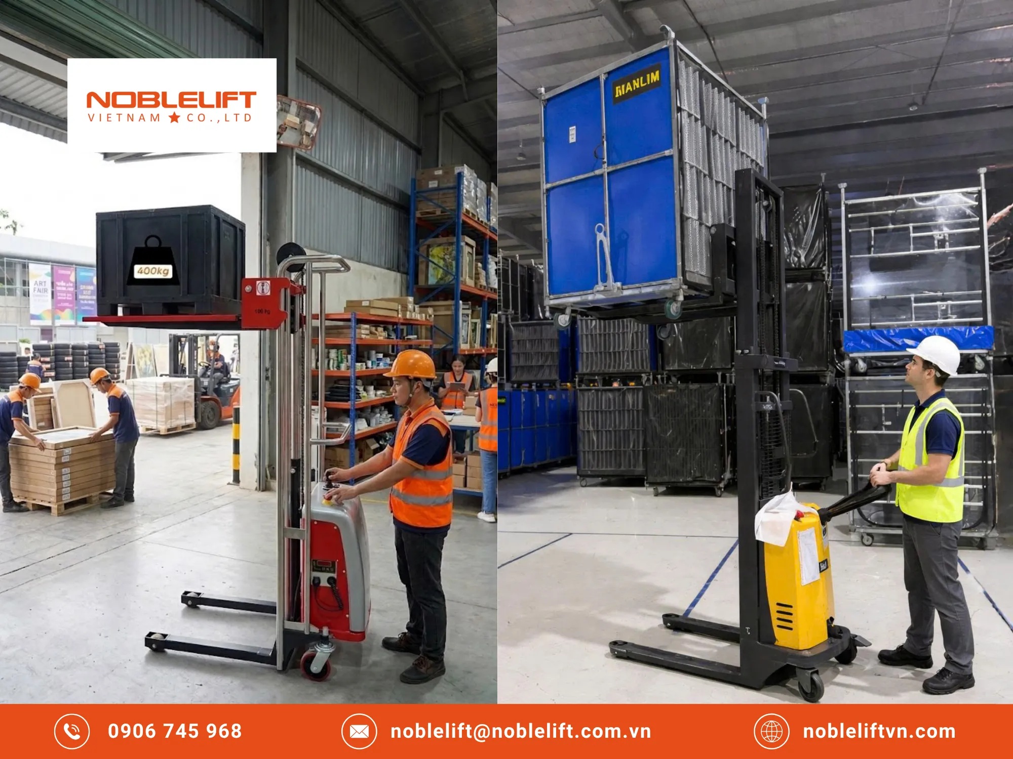 Độ hao mòn linh kiện tiêu hao khi đánh giá chi tiết xe nâng điện đứng lái Noblelift thực tế