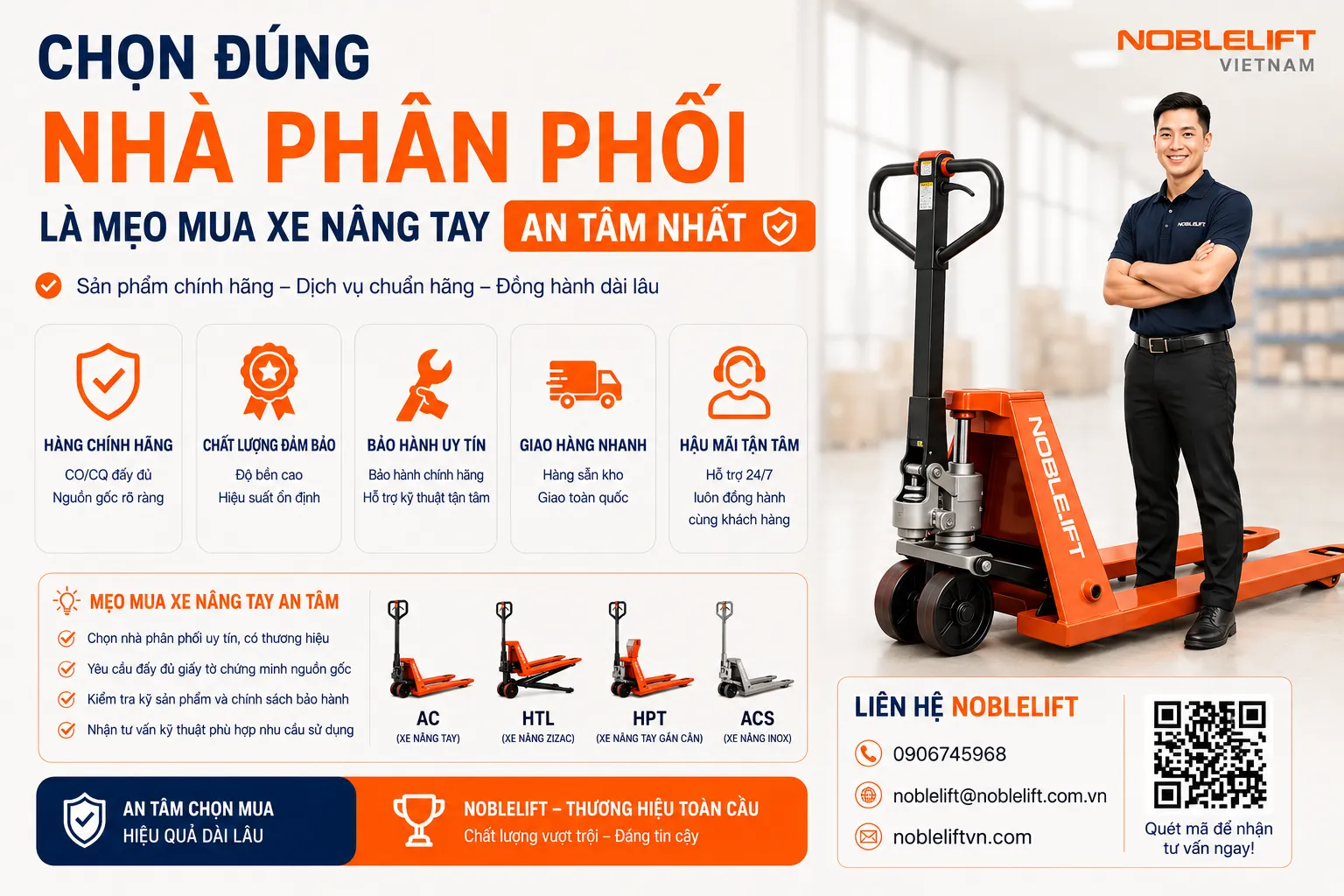 Chọn đúng nhà phân phối là mẹo mua xe nâng tay an tâm nhất