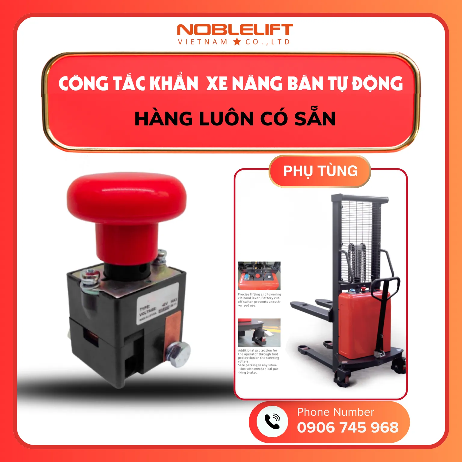 Nút công tắc khẩn xe nâng bán tự động SPN