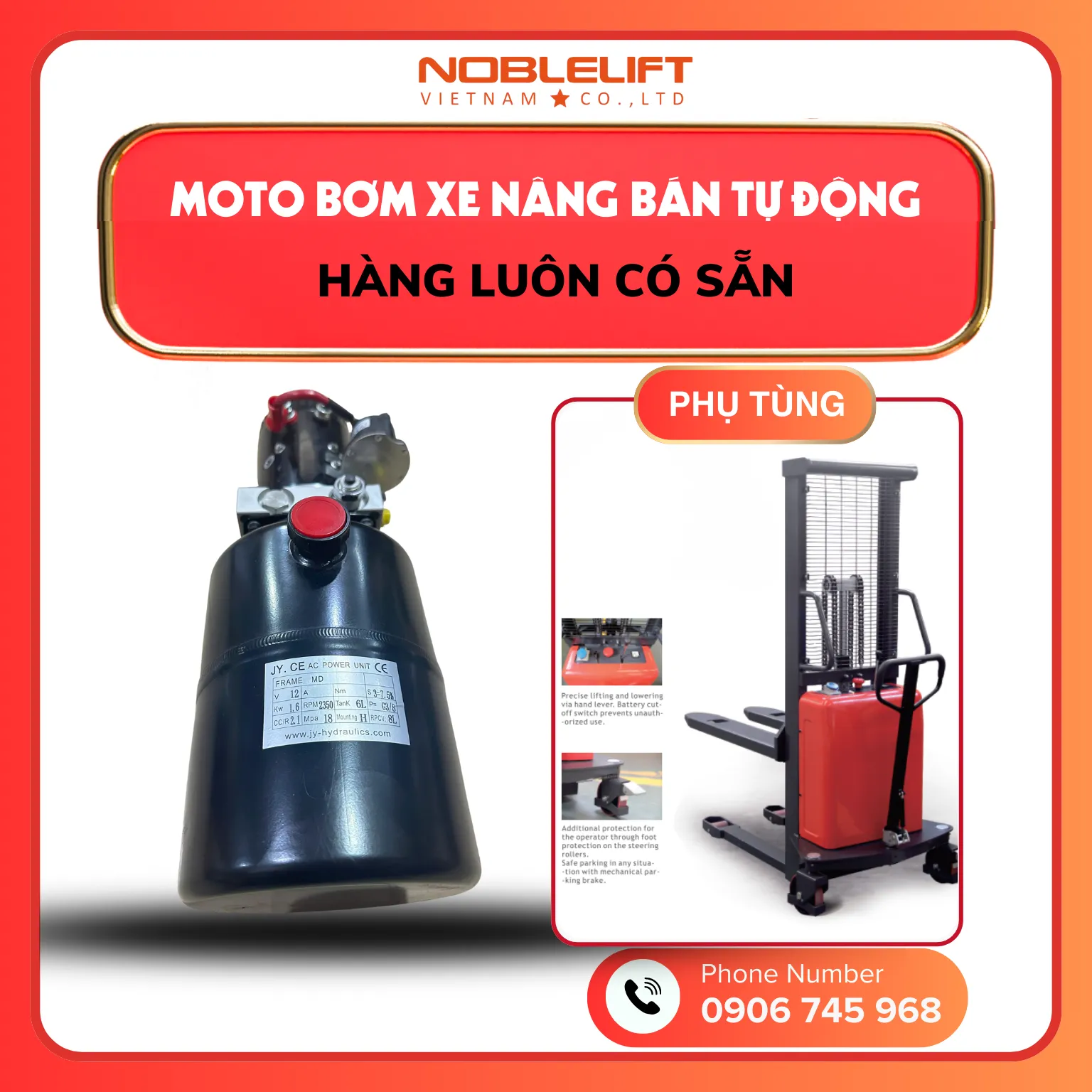 Moto bơm xe nâng bán tự động SPN