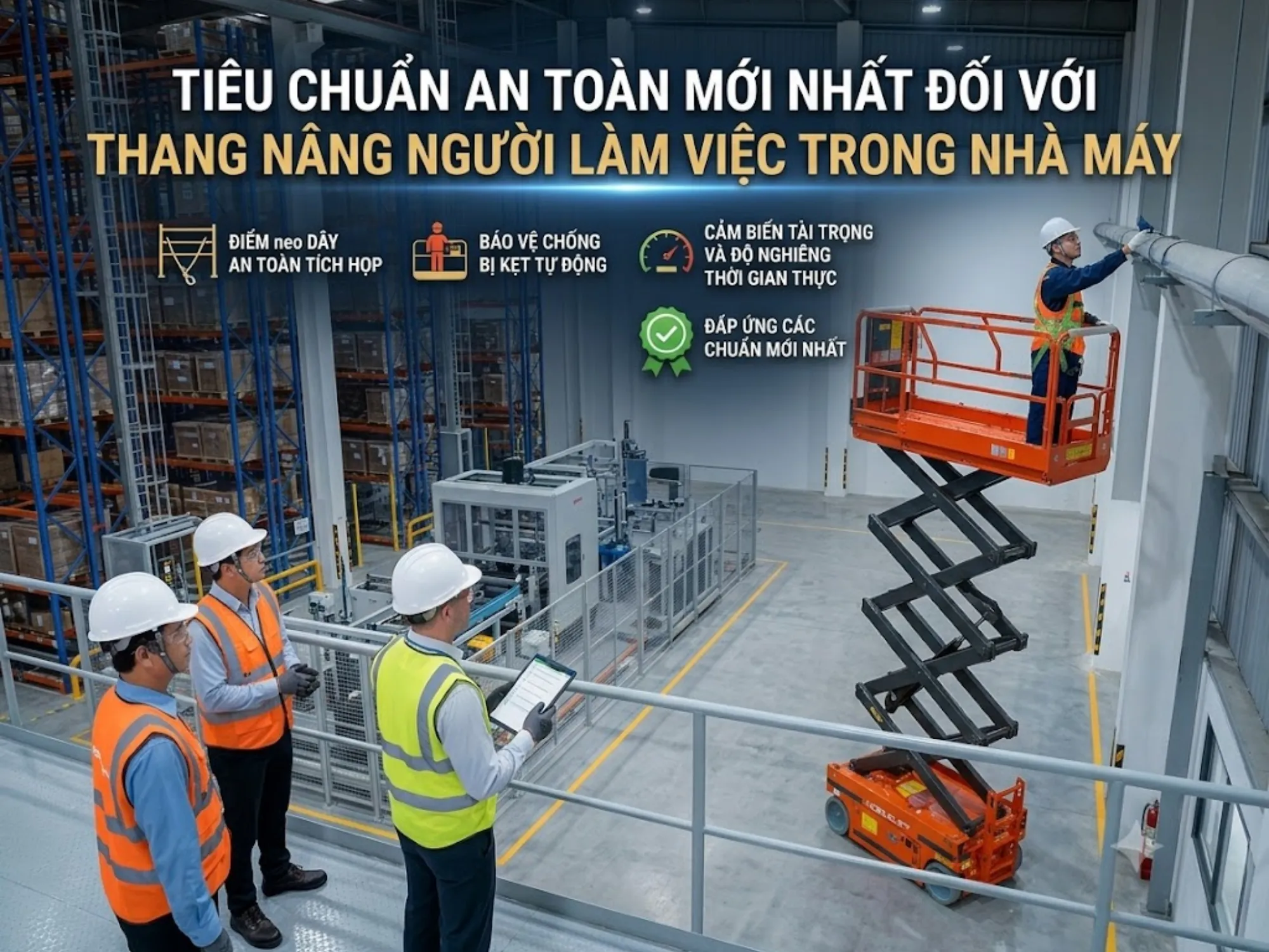 Tiêu chuẩn an toàn mới nhất đối với thang nâng người làm việc trong nhà máy