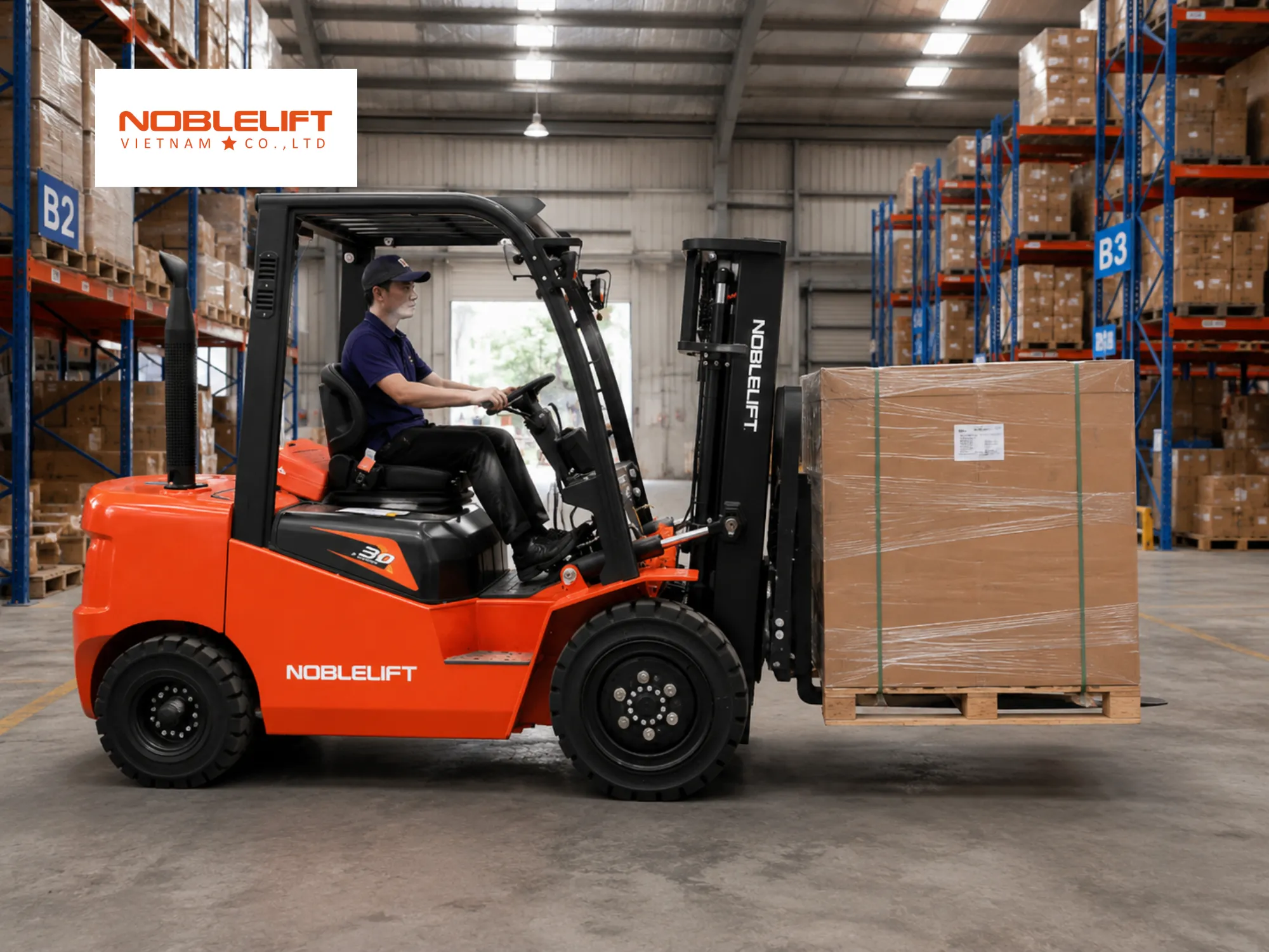 Vận hành bền bỉ là ưu điểm của xe nâng dầu ngồi lái ngoài trời