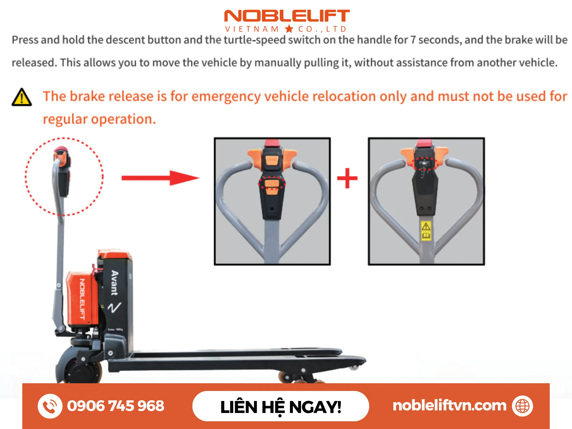 Thông số kỹ thuật xe nâng điện thấp 1500kg PWB150 Noblelift càng rộng