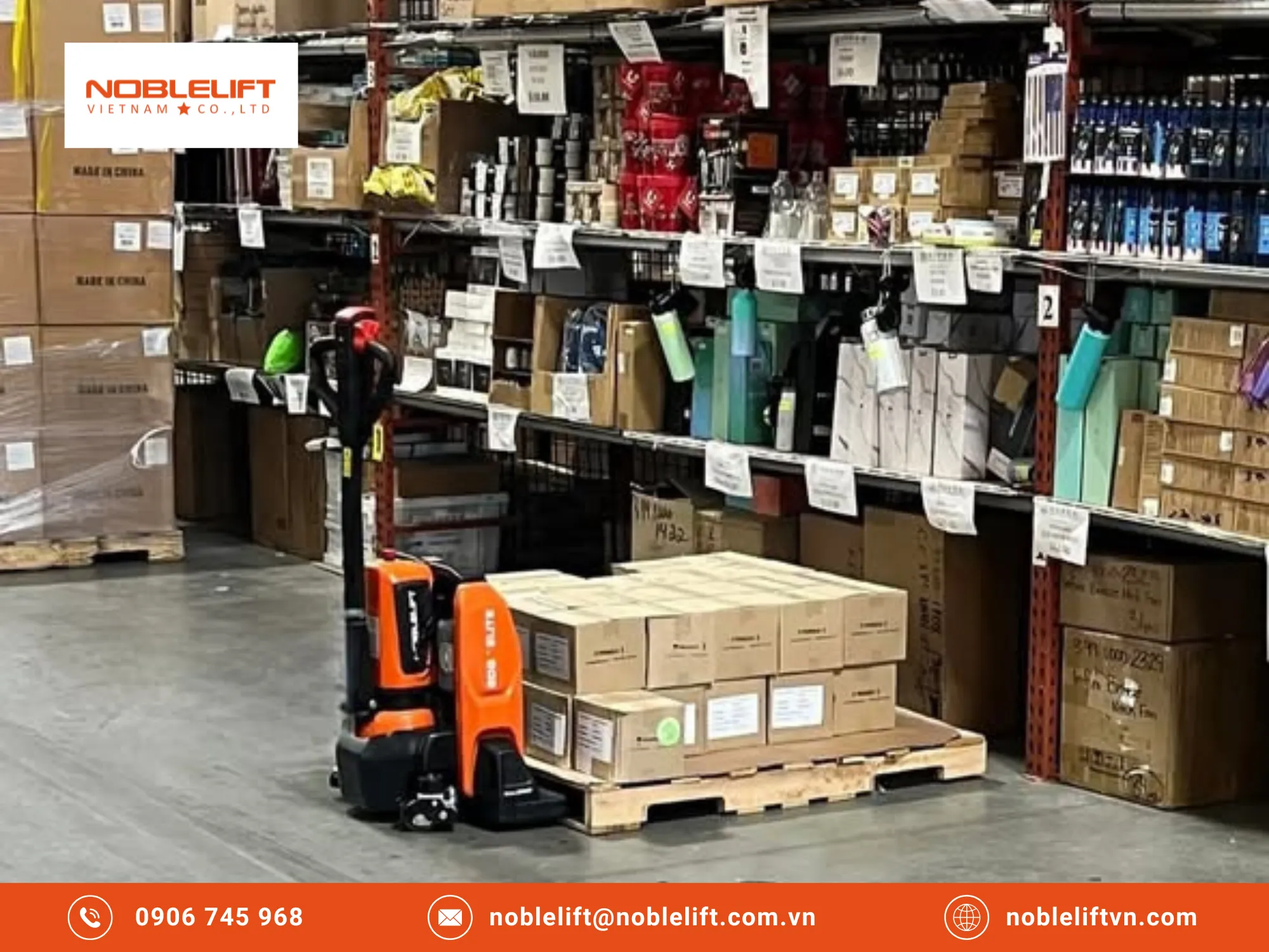 Liên hệ Noblelift Việt Nam để sở hữu xe nâng điện thấp kéo pallet 2 tấn chính hãng