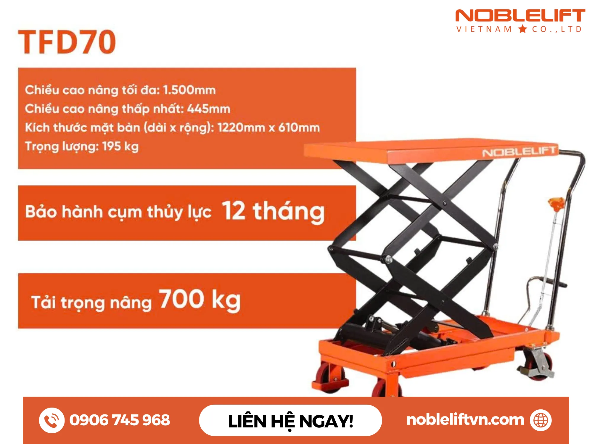Tính năng nổi bật của xe nâng mặt bàn 350-700kg TFD35/70 Noblelift