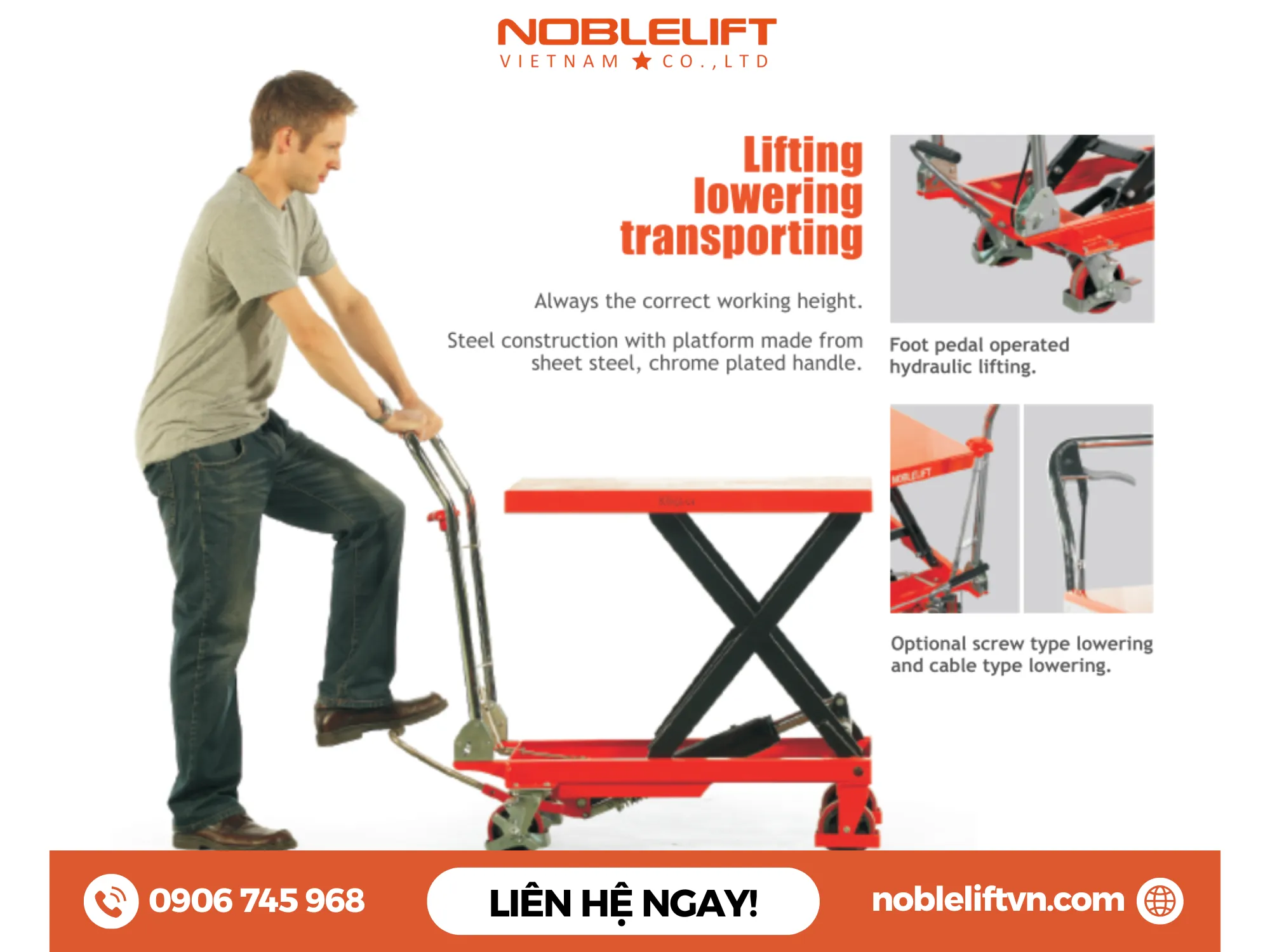 Ứng dụng thực tế của xe nâng mặt bàn 350-700kg TFD35/70 Noblelift