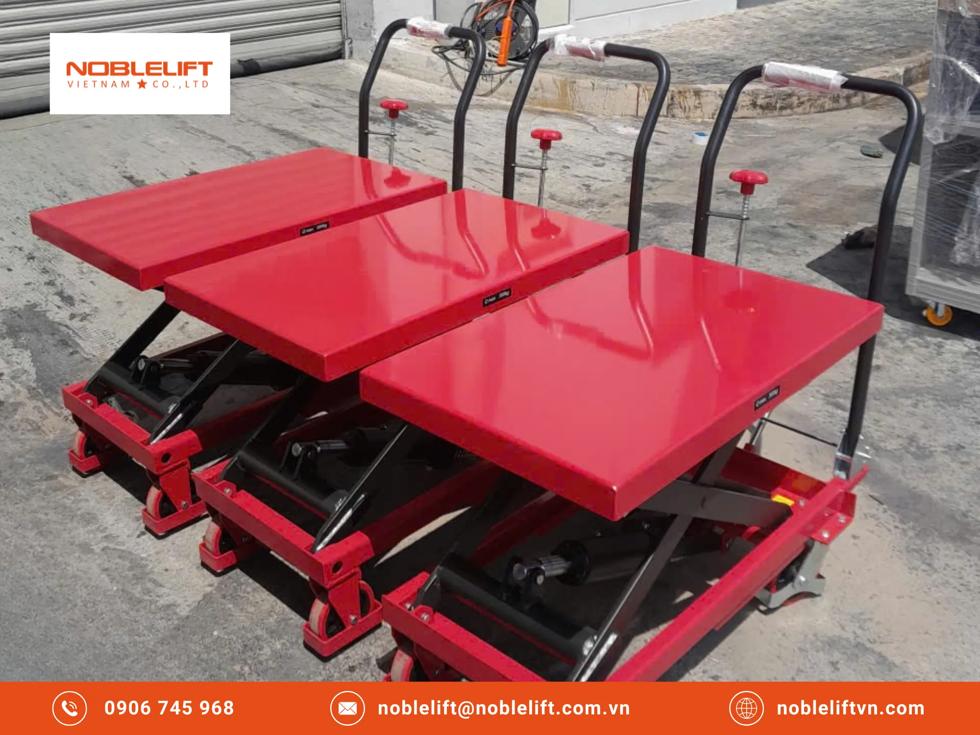 Chinh phục mọi tải trọng máy móc bằng Xe nâng mặt bàn 500kg 1000kg thủy lực Noblelift