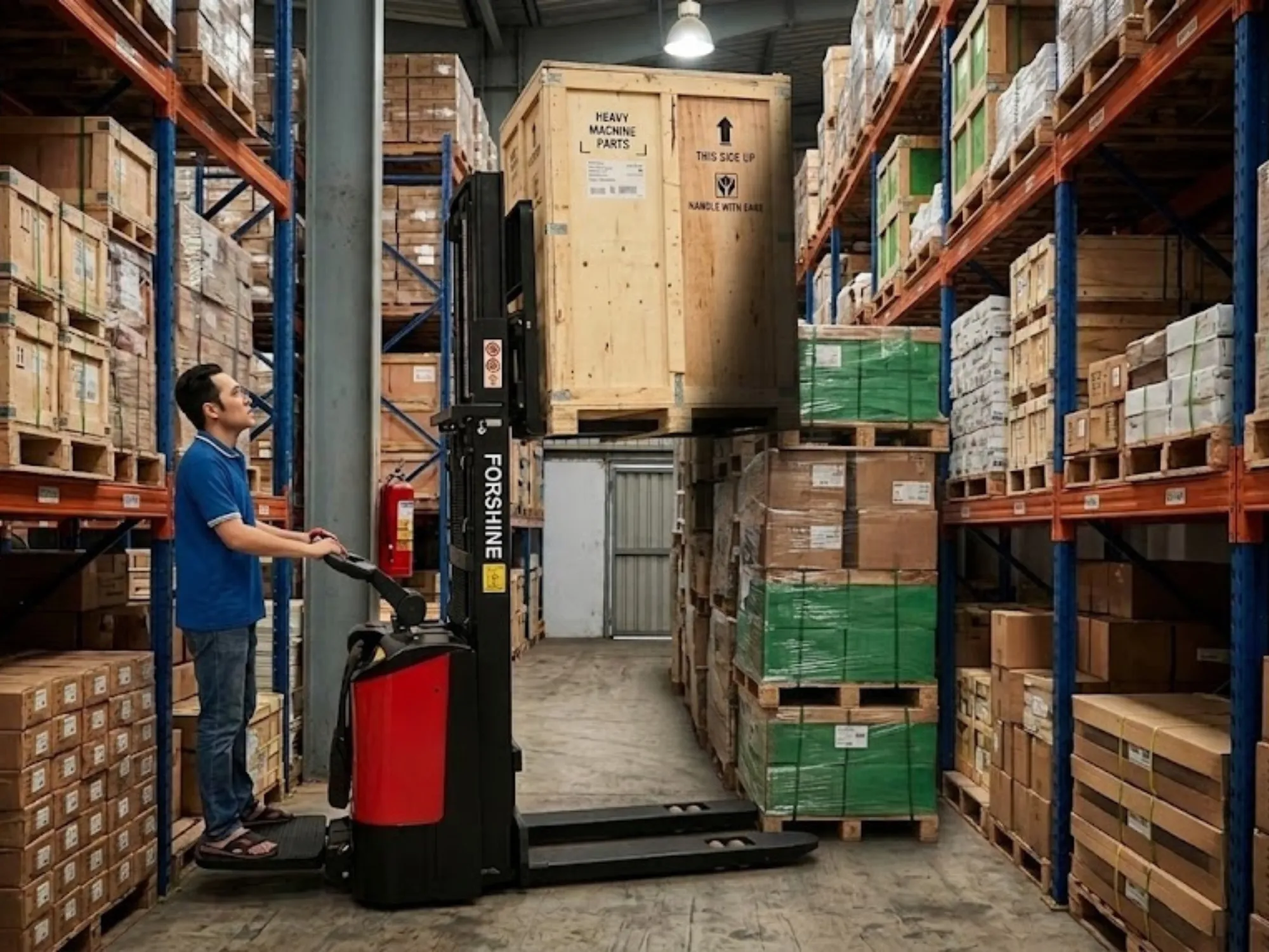 Tối ưu hóa khả năng xoay xở trong kho hẹp bằng xe nâng điện đứng lái 2 tấn