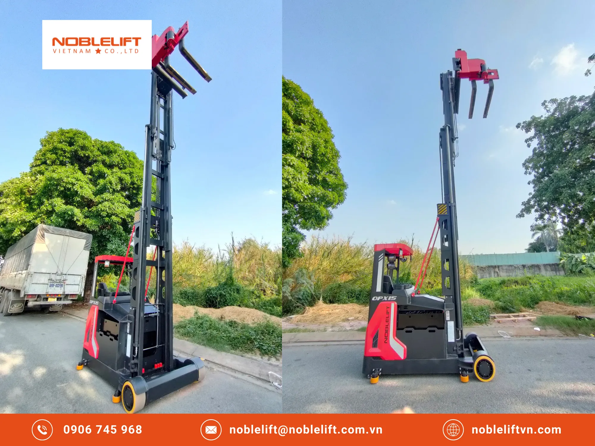 Bí quyết xoay xở trong kho hẹp bằng xe nâng điện đứng lái 2 tấn Noblelift
