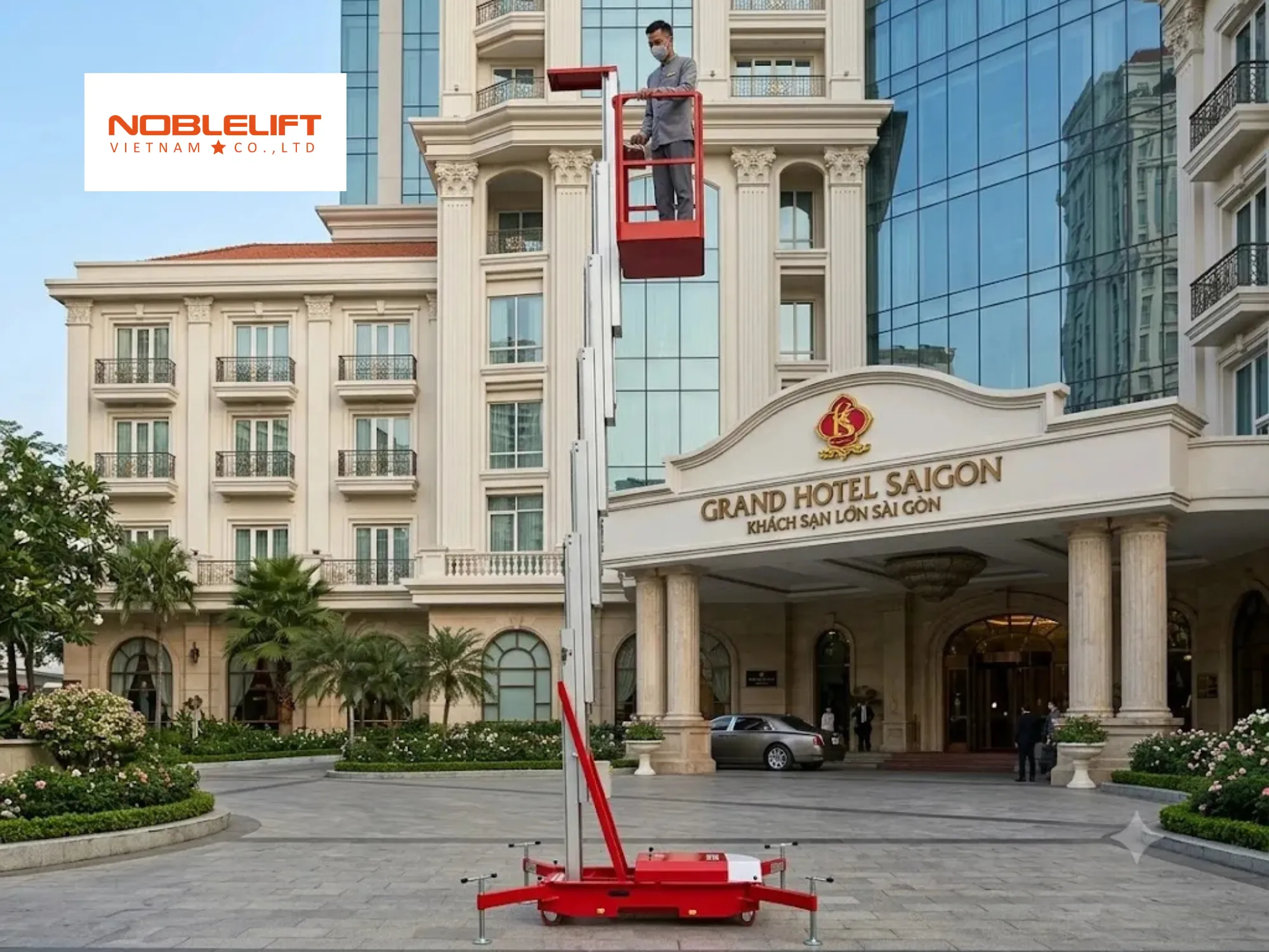 Hướng dẫn xử lý thang nâng người bị nghiêng khi đang làm việc trên cao